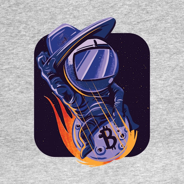 Funny Crypto Astronaut Riding Bidcoin to the Moon by Popculture Tee Collection